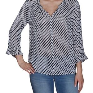 Velvet Women's Navy and White Blouse